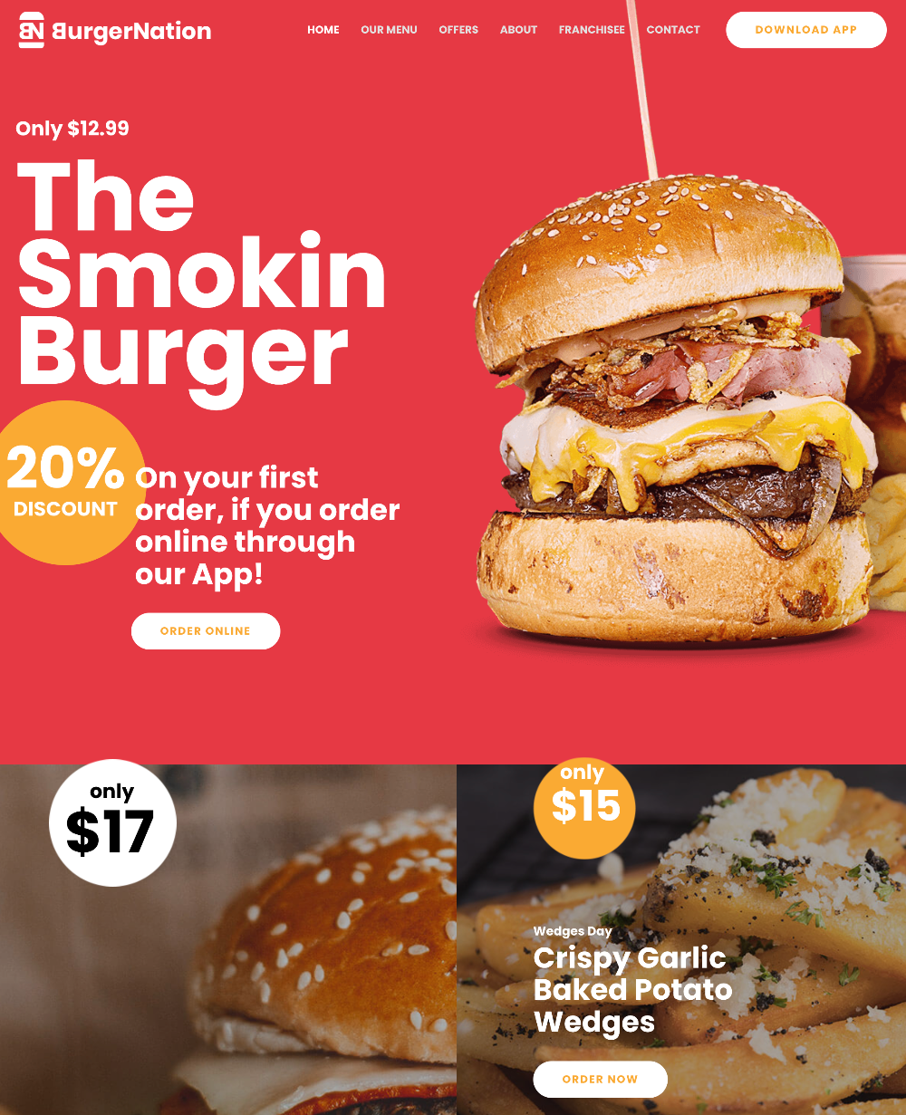 Burger restaurant online store