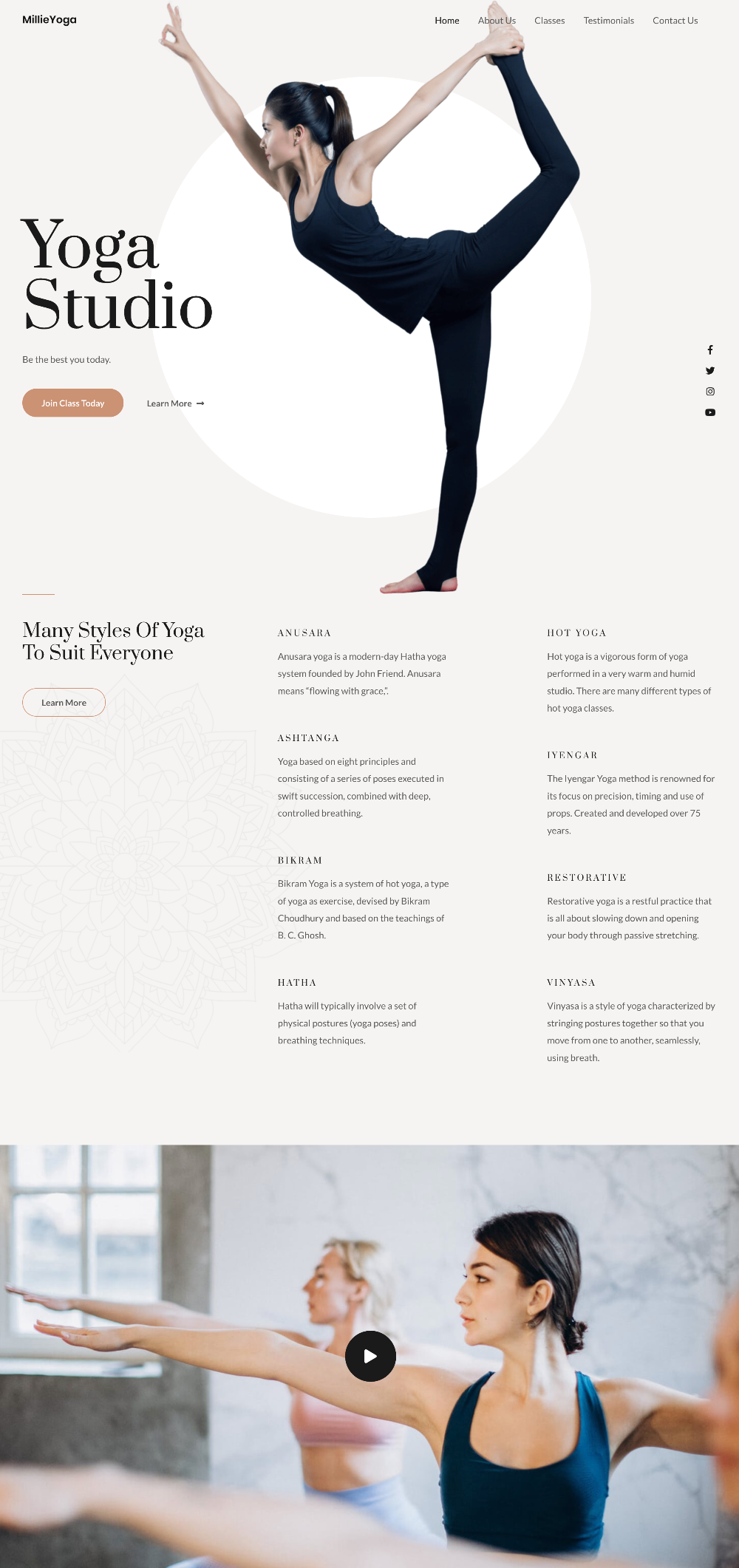 Yoga web design show case